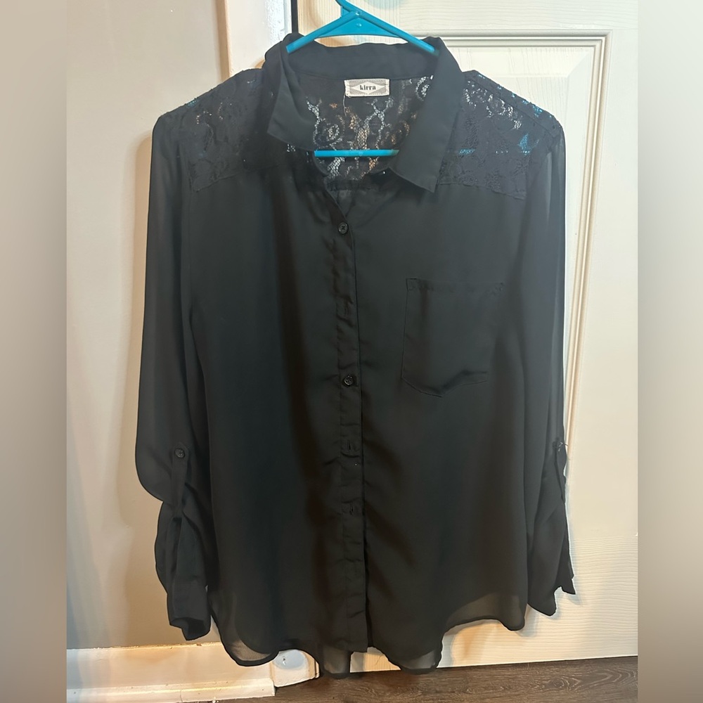 Black Lace Accent Blouse